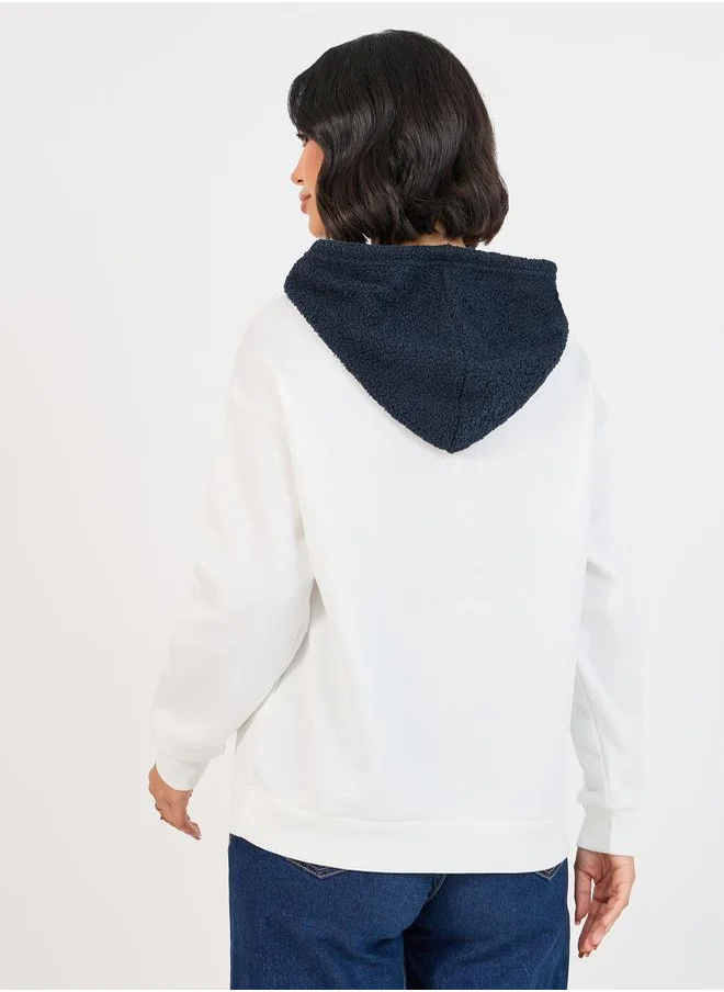 Styli Amore Slogan Print Longline Hoodie
