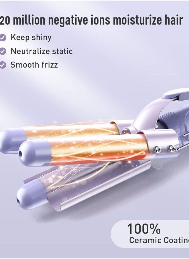 BESTOPE PRO - Waver Curling Iron Curling Wand - BESTOPE PRO 5 in 1 Curling Wand Set with 3 Barrel Hair Crimper for Women, Fast Heating Crimper Wand Curler in All Hair Type - Purple - Image 1