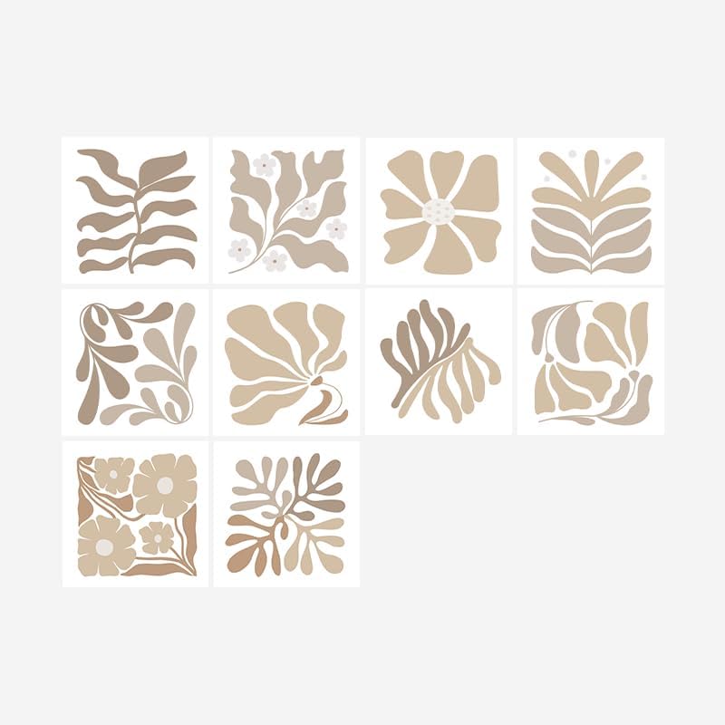 Alwayspon Self-Adhesive Vinyl Wall Tile Stickers, 10Pcs 20cm/8inch Peel and Stick on Tiles Transfer Vinyl Flooring Waterproof Splashback for Kitchen Bathroom, Brown Floral - Image 4