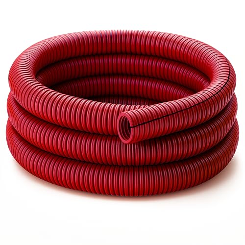 Electriduct Split Wire Loom Tubing Polyethylene Corrugated Flexible Conduit - 1/2" Nominal Size - 20 Feet - Red - Image 1