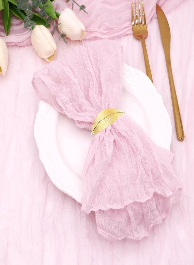 timecity Pink Cheesecloth Napkins Set of 12 Cloth Napkins Gauze Napkin Boho Easter Spring Dinner Table Napkin Bulk 21x21'' for Birthday Wedding Bridal Baby Shower Party Decor - Image 1
