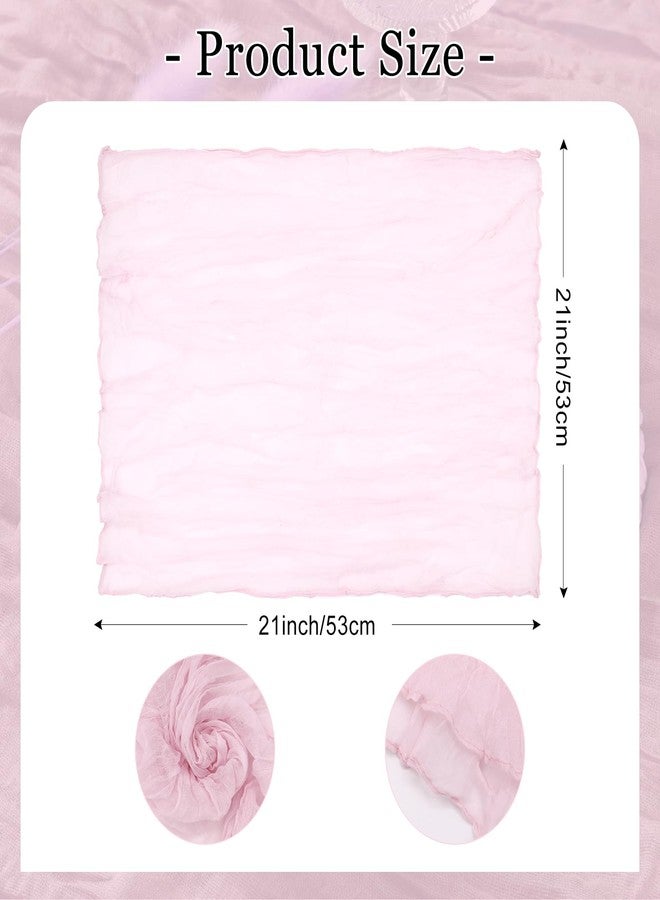 timecity Pink Cheesecloth Napkins Set of 12 Cloth Napkins Gauze Napkin Boho Easter Spring Dinner Table Napkin Bulk 21x21'' for Birthday Wedding Bridal Baby Shower Party Decor - Image 2