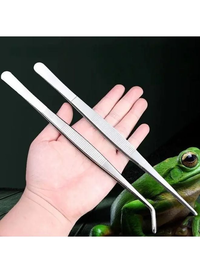 Stainless Steel Long Reach Tweezers 12 5cm Straight and Curved for Gardening Aquarium - Image 5