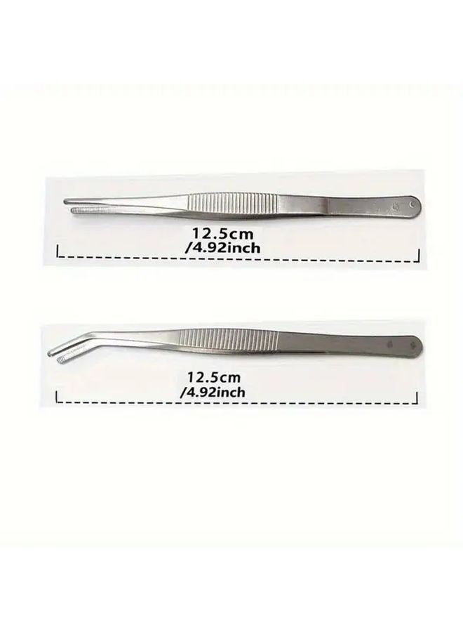 Stainless Steel Long Reach Tweezers 12 5cm Straight and Curved for Gardening Aquarium - Image 1