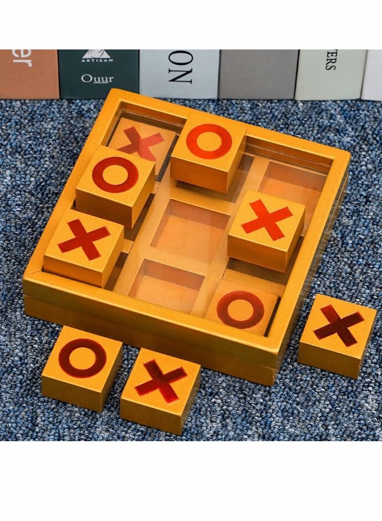 Tic Tac Toe Game Toy, Classic Wooden Checkerboard Educational Family Game Toys Set with Storage Box for Table, Decorations, Living Room, Tabletop Game for Adults and Kids  - Image 2