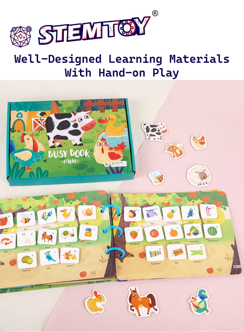 STEMTOY Quiet Book Busy Book for Toddlers, Montessori Homeschool Preschool STEM/ STEAM Educational Toy, Interactive Early Learning Activity, Sensory Cognitive Development Fine Motor Skills, Portable Washable Travel Gift for Babies Kids Boys Girls Ages 3-6, (Farm Animal Theme) - Image 4