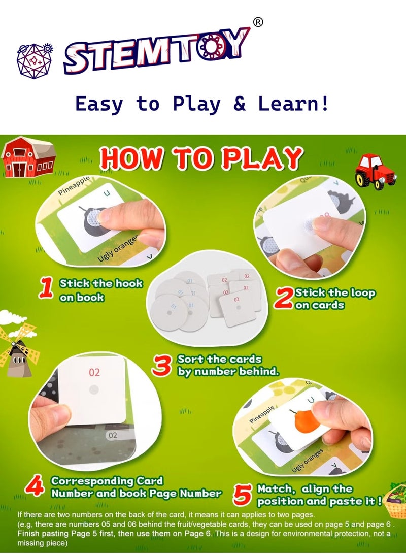 STEMTOY Quiet Book Busy Book for Toddlers, Montessori Homeschool Preschool STEM/ STEAM Educational Toy, Interactive Early Learning Activity, Sensory Cognitive Development Fine Motor Skills, Portable Washable Travel Gift for Babies Kids Boys Girls Ages 3-6, (Farm Animal Theme) - Image 5