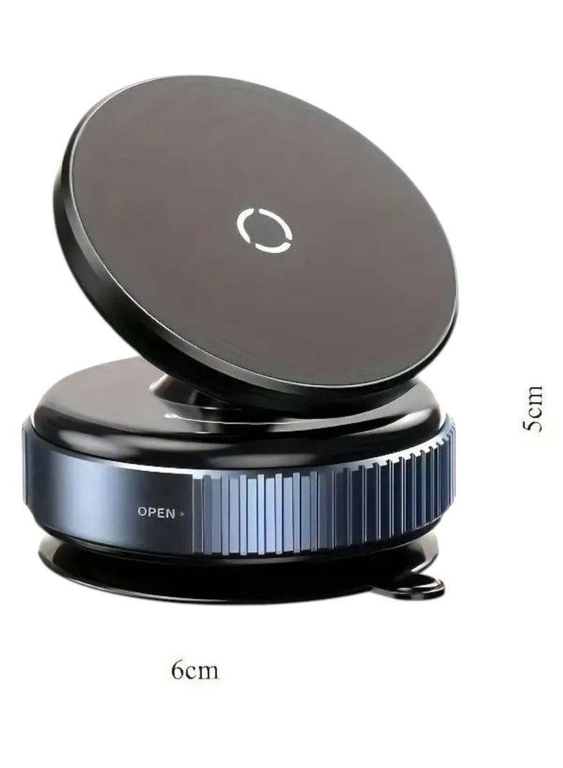 Strong magnetic car phone holder with 360 degree rotation. Its features: You can install it in any convenient place for you in the car without adhesive or glue. It is fixed by strong suction. After placing it, rotate the disc to increase the security of the installation. Therefore, do not worry about vibration, rough or mountainous road conditions, artificial bumps, turns, or sudden braking. It is anti-slip and more stable and stable from falling. Also, to remove the holder, it is easy without leaving a trace on the car. Just rotate the disc to open and the holder is removed. Compatible with all smartphones. The color of the holder is black  - Image 5