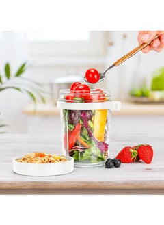Anna 2-Piece Glass Storage Set with Lid and Spoon - Sealed Portable Breakfast Cup for Oatmeal, Milk, Salad, and Yogurt  - Image 5