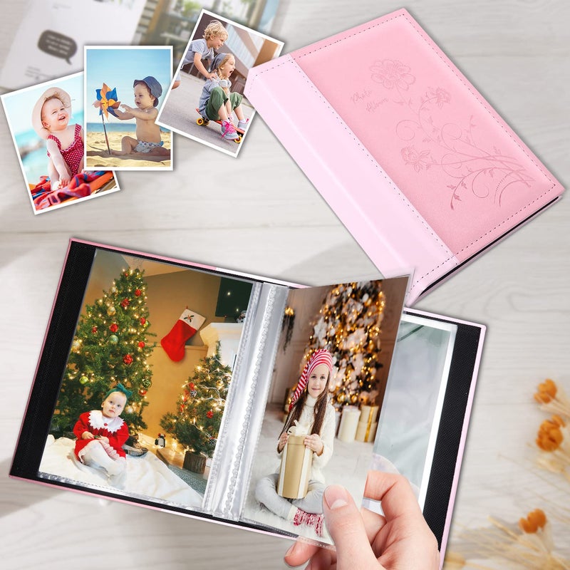 Artmag Artmag Photo Album 5x7 2 Packs Clear Pages Pockets Leather Cover Slip Slide in Photo Album Book Each Holds 50 Vertical 5x7 Photos Picture Book for Wedding Family (Pink)  - Image 4