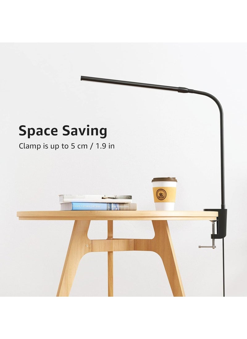 Desk Lamp Clip on Desk Light, for home office, 10 Brightness, 460 lumens, Dimmable USB Clamp Lamp, Adjustable Flexible Gooseneck Table Light for reading, study lamp for students, Black