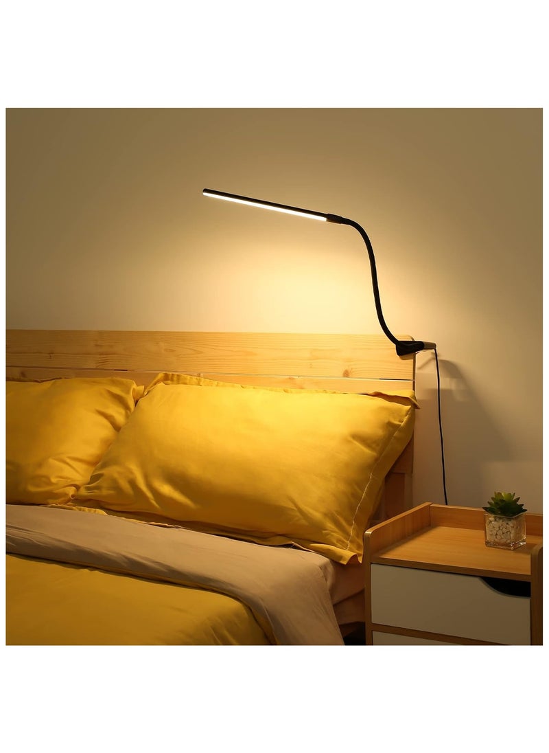 Desk Lamp Clip on Desk Light, for home office, 10 Brightness, 460 lumens, Dimmable USB Clamp Lamp, Adjustable Flexible Gooseneck Table Light for reading, study lamp for students, Black