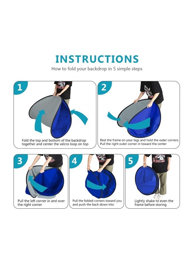 NEEWER Chromakey Backdrops, Double Sided Blue Screen and Gray Screen, 2 in 1 Collapsible and Reversible Background for Photography, Gaming and Live Streaming, 5'×6.6'/1.5m×2m (Blue/Gray) - Image 1