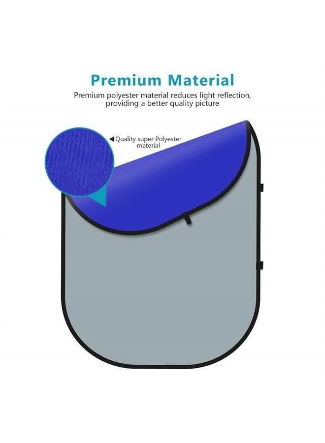 NEEWER Chromakey Backdrops, Double Sided Blue Screen and Gray Screen, 2 in 1 Collapsible and Reversible Background for Photography, Gaming and Live Streaming, 5'×6.6'/1.5m×2m (Blue/Gray) - Image 3