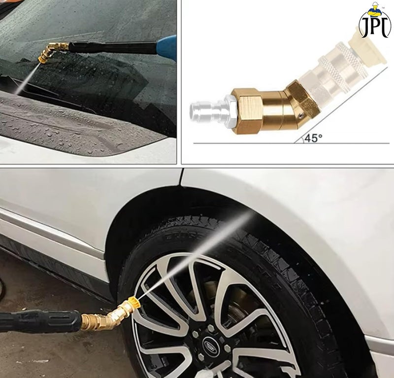 JPT 45° Adjustable Pivot Coupler with 360° Rotating Nozzle Head, High-Pressure Washer Adapter, M14 Thread, Compatible with 4500 PSI Pressure Washers - Image 4