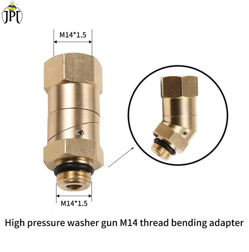 JPT 45° Adjustable Pivot Coupler with 360° Rotating Nozzle Head, High-Pressure Washer Adapter, M14 Thread, Compatible with 4500 PSI Pressure Washers - Image 5