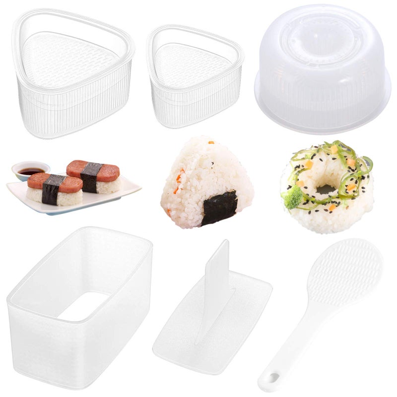 AYCCNH AYCCNH 4 Pack Sushi Maker Kit Non Stick Musubi Maker Onigiri Triangle Sushi Press Large  Small Donut Rice Shaper Mold DIY Tool