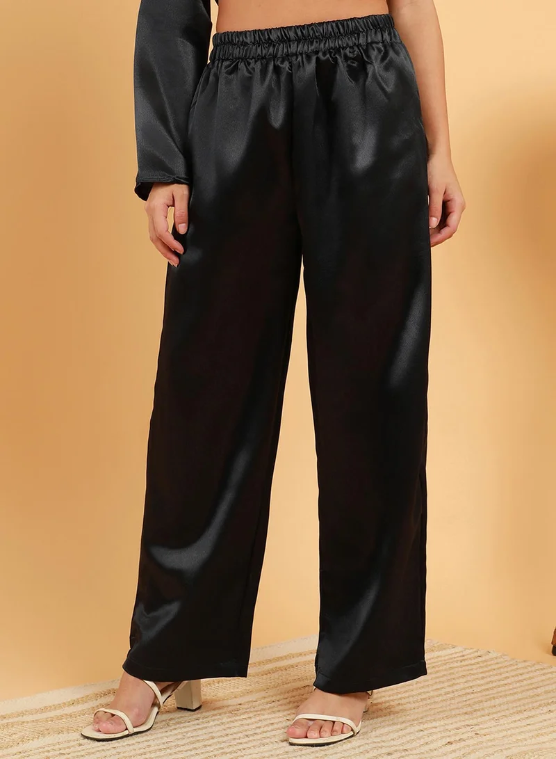  قصة Women's Raven Black Asymmetrical Flora Co-Ord Set