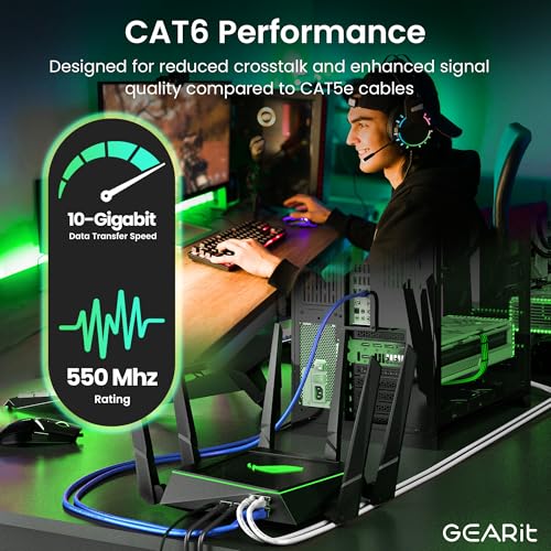 GearIT Cat 6 Ethernet Cable Pack - 20-Pack 0.5 ft Cat6 Ethernet Patch Cables | RJ45 Network Patch Cable, 10 Gbps Snagless Gold-Plated Connectors - Ethernet Cable Cat 6 for PC, TV, Router - Blue - Image 4