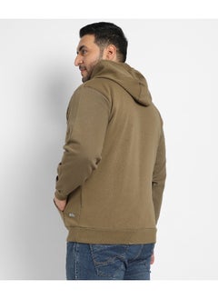 Instafab Plus Instafab Plus Men's Olive Green Zip-Front Hoodie With Contrast Drawstring  - Image 5