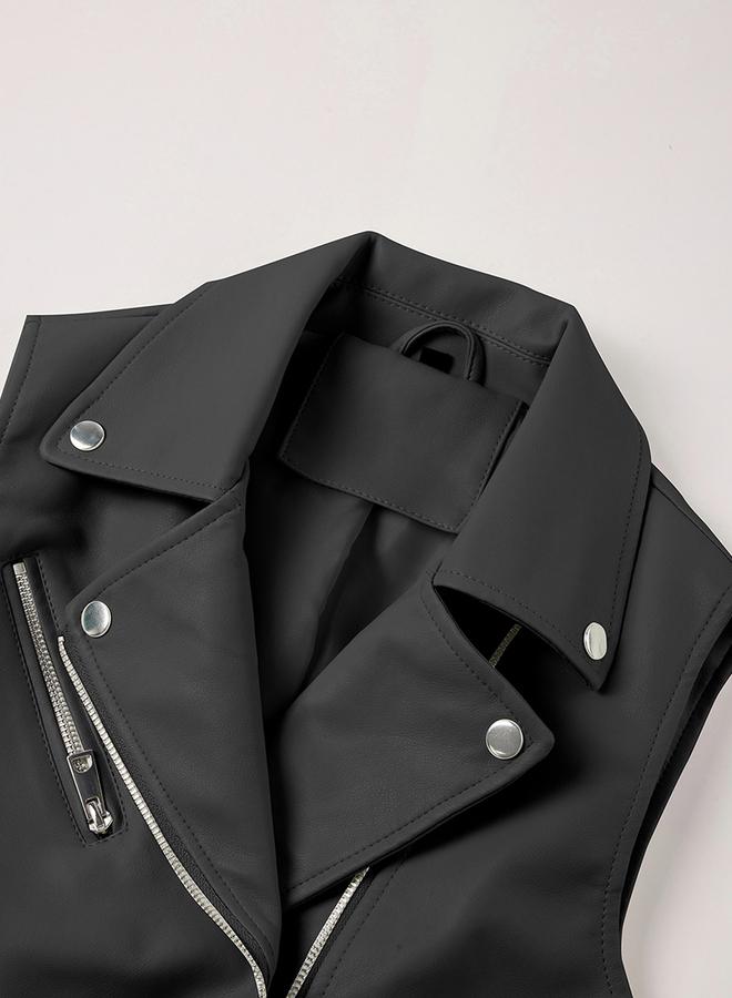 تايك تو جاكيت بايكر قصير بدون أكمام - Image 5