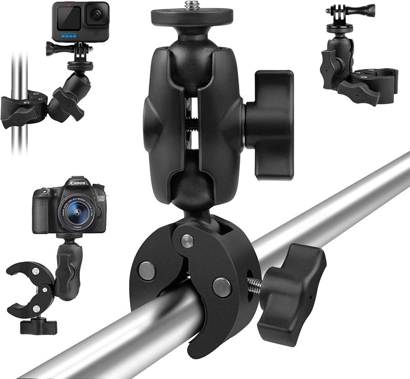 ADOFYS Action Camera and Mobile Universal Aluminium Alloy Mount with Two 360° rotational Angle and with Quick Release clamp for Motorcycle and Bicycle Compatible with Action Camera and Mobile Phone - Image 1