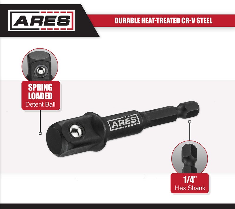 ARES ARES 70000-3-Inch Impact Grade Socket Adapter Set - Turns Impact Drill Driver into High Speed Socket Driver - 1/4-Inch, 3/8-Inch, and 1/2-Inch Drive  - Image 3
