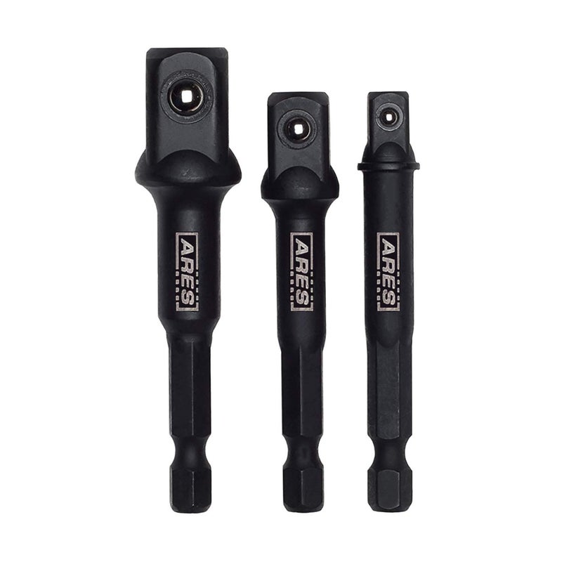 ARES ARES 70000-3-Inch Impact Grade Socket Adapter Set - Turns Impact Drill Driver into High Speed Socket Driver - 1/4-Inch, 3/8-Inch, and 1/2-Inch Drive  - Image 1