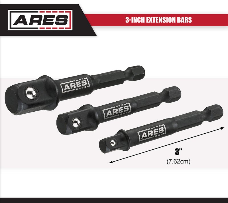ARES ARES 70000-3-Inch Impact Grade Socket Adapter Set - Turns Impact Drill Driver into High Speed Socket Driver - 1/4-Inch, 3/8-Inch, and 1/2-Inch Drive  - Image 2