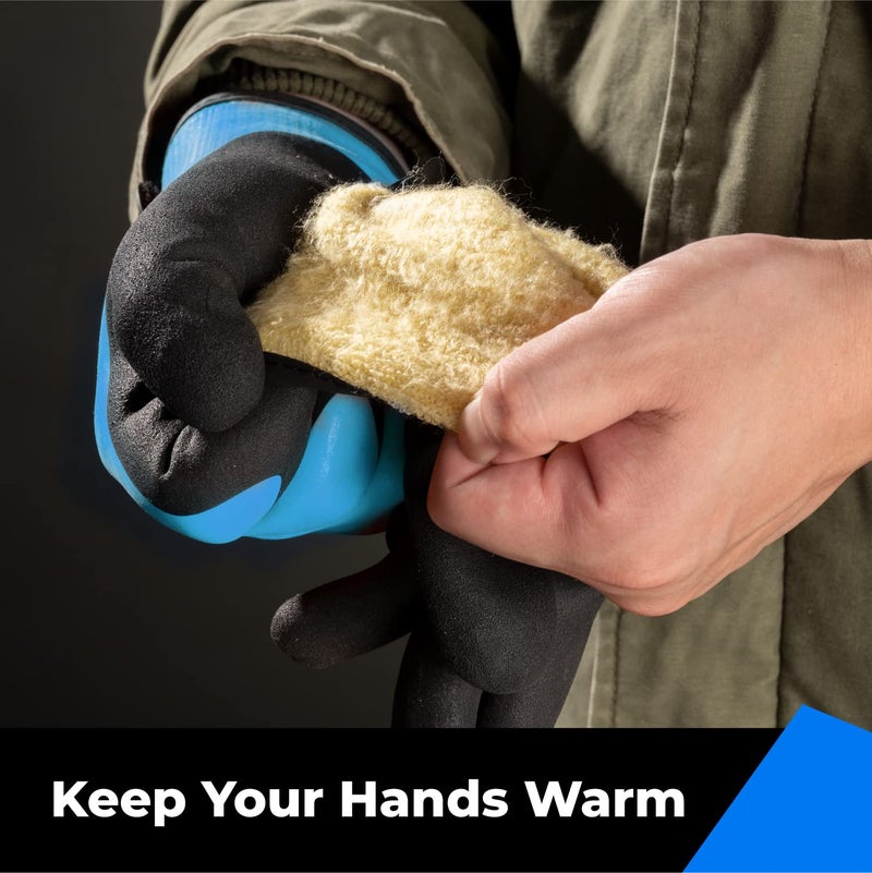 toolant 100% Waterproof Gloves for Men and Women, Winter Work Gloves for Cold Weather, Touchsreen, Thermal Insulated Freezer Gloves, With Grip, Blue, Large - Image 3
