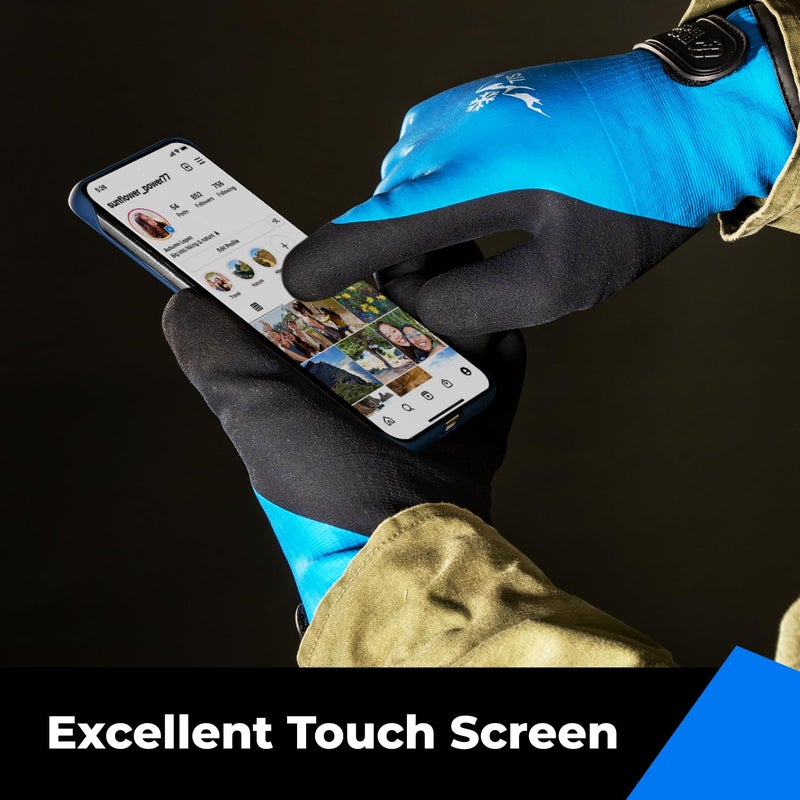 toolant 100% Waterproof Gloves for Men and Women, Winter Work Gloves for Cold Weather, Touchsreen, Thermal Insulated Freezer Gloves, With Grip, Blue, Large - Image 5