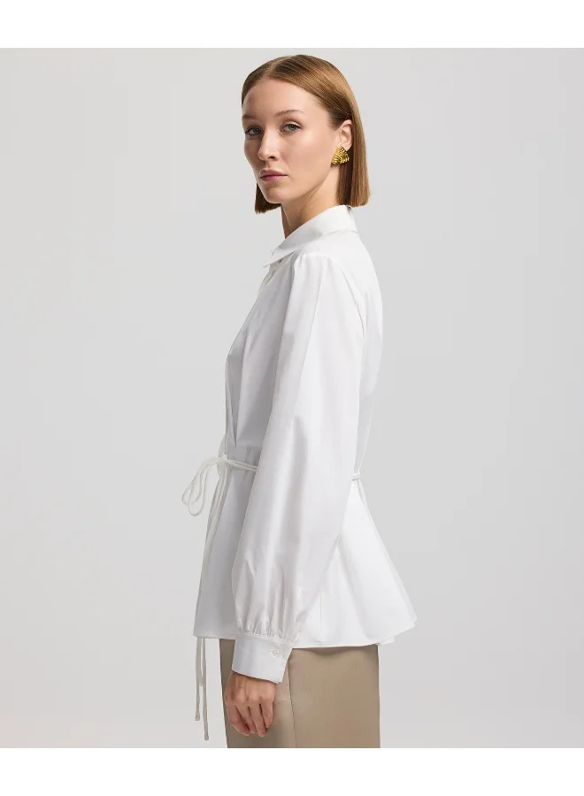 Belted Poplin Shirt