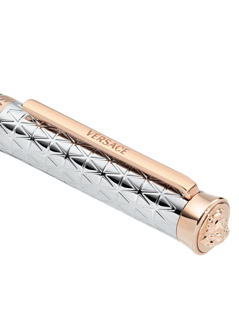 فيرزاتشي Ballpoint Pen - Stainless Steel Barrel with Rosegold Clip and Medusa Top