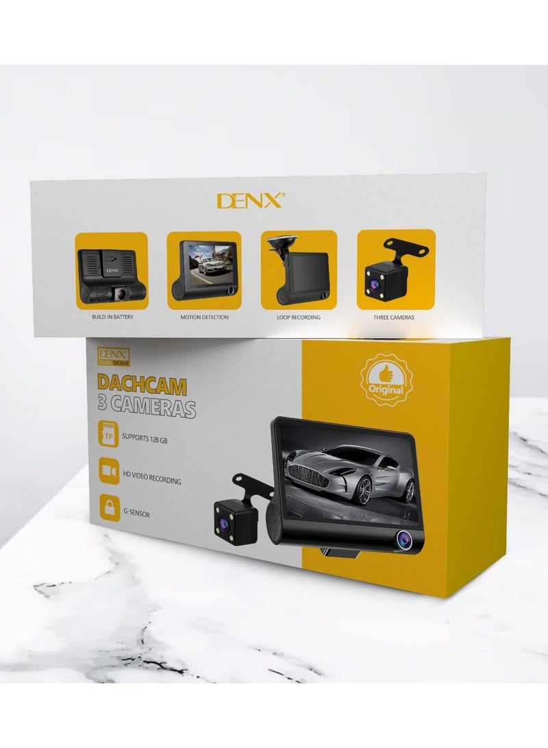 Denx Triple Lens Smart Car Camera - 4-inch FHD 1080P Screen with Night Vision and Parking Monitoring - Image 5