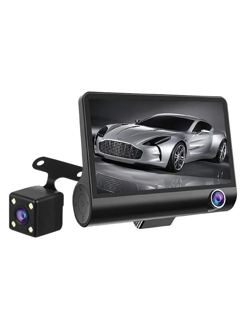 Denx Triple Lens Smart Car Camera - 4-inch FHD 1080P Screen with Night Vision and Parking Monitoring - Image 2