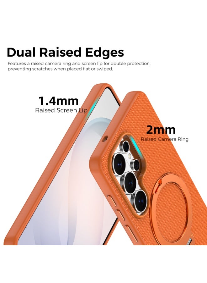 Tech Fabric Magnetic Invisible Rotating Stand Phone Case for Samsung Galaxy S26 Ultra / S25 Ultra / S24 Ultra / S23 Ultra, Dual Raised Edges Shockproof Cover - Image 2