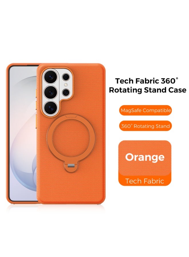 Tech Fabric Magnetic Invisible Rotating Stand Phone Case for Samsung Galaxy S26 Ultra / S25 Ultra / S24 Ultra / S23 Ultra, Dual Raised Edges Shockproof Cover - Image 1