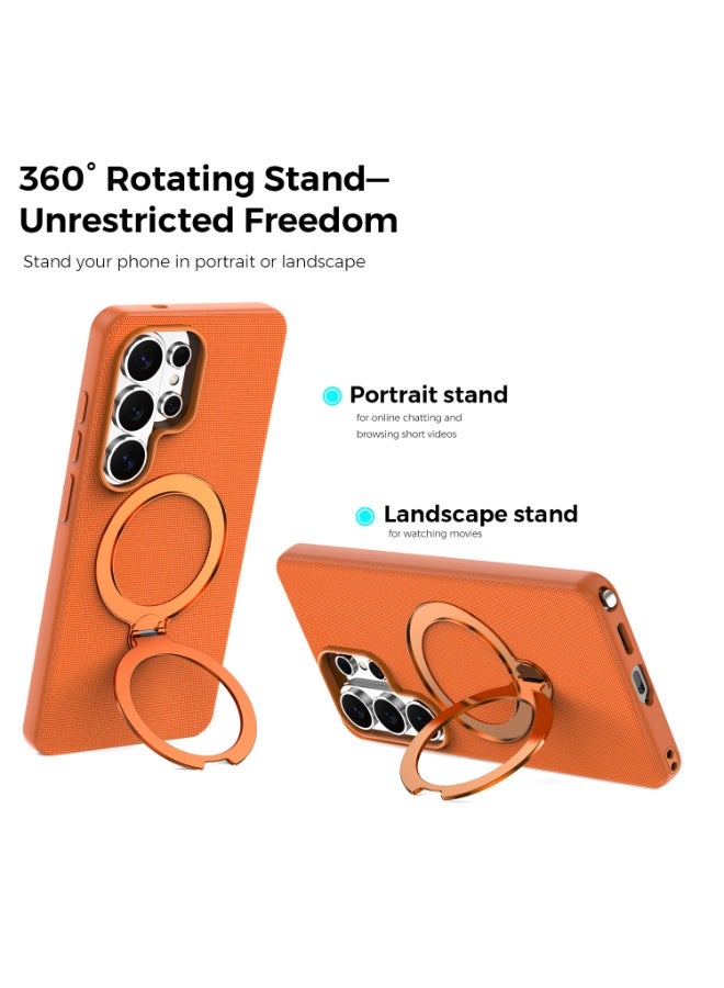Tech Fabric Magnetic Invisible Rotating Stand Phone Case for Samsung Galaxy S26 Ultra / S25 Ultra / S24 Ultra / S23 Ultra, Dual Raised Edges Shockproof Cover - Image 3