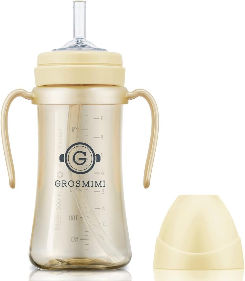 GROSMIMI Spill Proof no Spill Magic Sippy Cup with Straw with Handle for Baby and Toddlers, Customizable, PPSU, BPA Free 10 oz (Butter) - Image 2