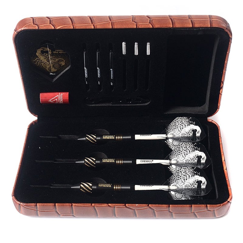 CUESOUL Black Scorpion 20 Grams Steel Tip Darts Set with Deluxe PU Darts case - Image 3