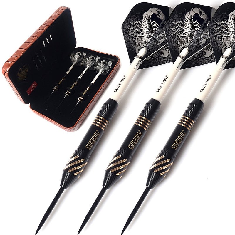 CUESOUL Black Scorpion 20 Grams Steel Tip Darts Set with Deluxe PU Darts case - Image 1