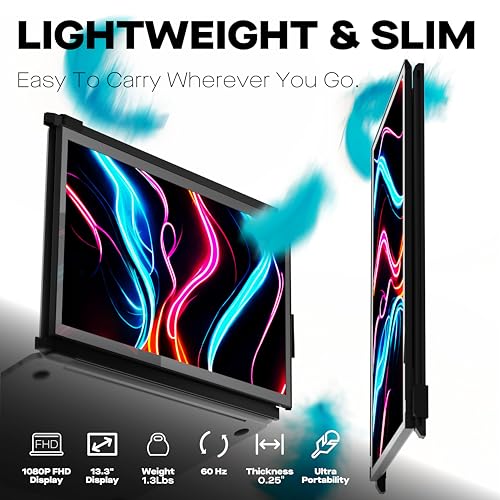 MP Portable Monitor for Laptops, New Mobile Pixels Duex Plus DS 13.3" FHD 1080P Laptops Screen Extender, USB Type-C/HDMI Plug and Play Laptop Extended Monitor, Windows/macOS/Android/Switch Compatible - Image 2