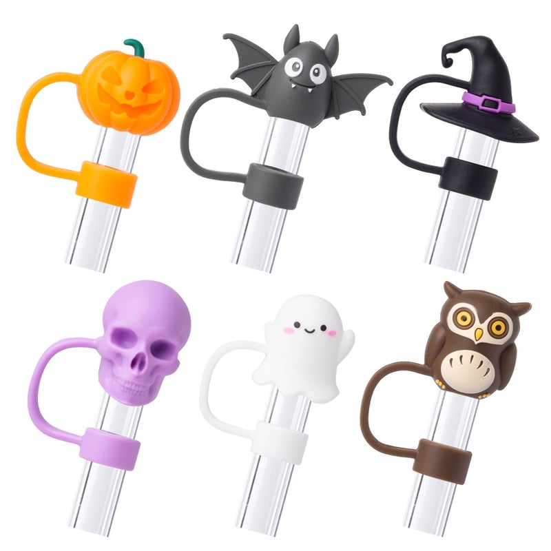 BULKITEM 6Pcs Halloween Straw Cover Cap For Stanley Cup 40Oz/30Oz Tumbler  10Mm Reusable Cute Ghost Drinking Straw Topper Accessories  Portable Protector Plugs Decorations Gifts For Party Halloween - Image 1