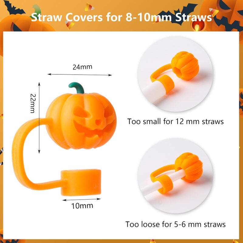 BULKITEM 6Pcs Halloween Straw Cover Cap For Stanley Cup 40Oz/30Oz Tumbler  10Mm Reusable Cute Ghost Drinking Straw Topper Accessories  Portable Protector Plugs Decorations Gifts For Party Halloween - Image 2