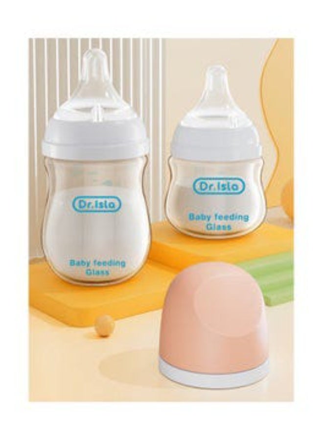 Dr.isla زجاجة رضاعة دكتور إيسلا الزجاجية المضادة للاختناق للأطفال حديثي الولادة - 160 مل، مصنوعة من زجاج البورسليكات، مضادة للمغص، خالية من مادة BPA، مناسبة للأطفال من عمر 1 إلى 3 أشهر، لون وردي -زجاجة رضاعة للأطفال-زجاجة رضاعة سهلة الاستخدام و آمنة - Image 2