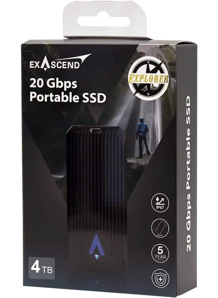 Exascend Explorer 4 TB Portable SSD - Up to 2,000MB/s - USB-C, USB 3.2 Gen 2 - External Solid State Drive - Image 3