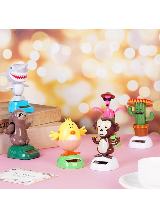Welecom 6 Pcs Dancing Monkey Toy Solar Powered Dancing Animal Dolls Swinging Animated Bobble Dancer Window Sun Catcher Car Decor Portable Suncatchers,Hen Shark Flamingo Cactu Home Car Ornament Toys Gifts - Image 3