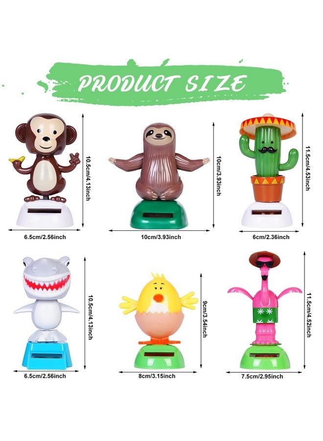 Welecom 6 Pcs Dancing Monkey Toy Solar Powered Dancing Animal Dolls Swinging Animated Bobble Dancer Window Sun Catcher Car Decor Portable Suncatchers,Hen Shark Flamingo Cactu Home Car Ornament Toys Gifts - Image 2