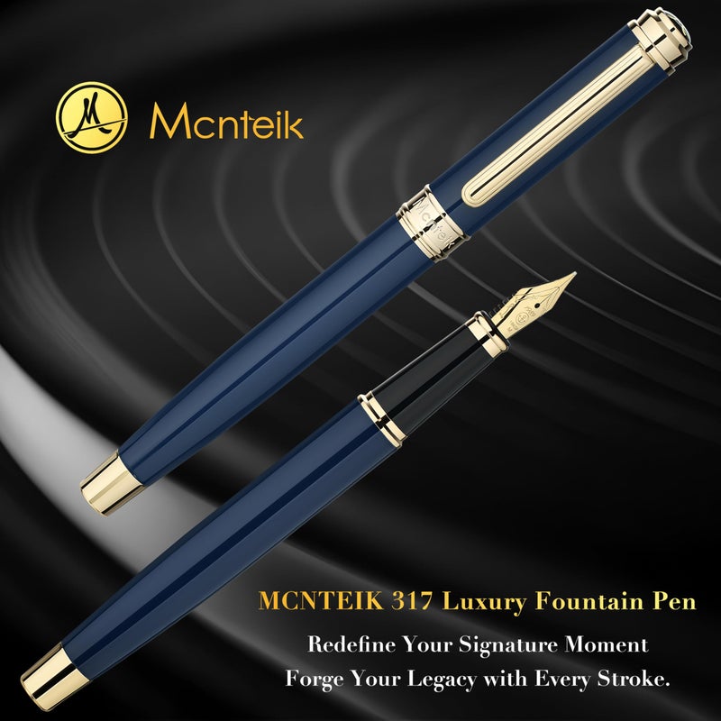 MCNTEIK 317 Fountain Pen,Stunning Luxury Piano Lacquer,18K Gilded Nib(Medium),Gorgeous 24K Gold Finish, Ink Converter,Nice Gift for Men&Women-Elegant,Executive,Fancy Pens for Writing, BU-M - Image 4