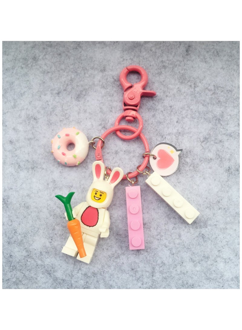 Rabbit figurine keychain pendant DIY keychain couple backpack pendant